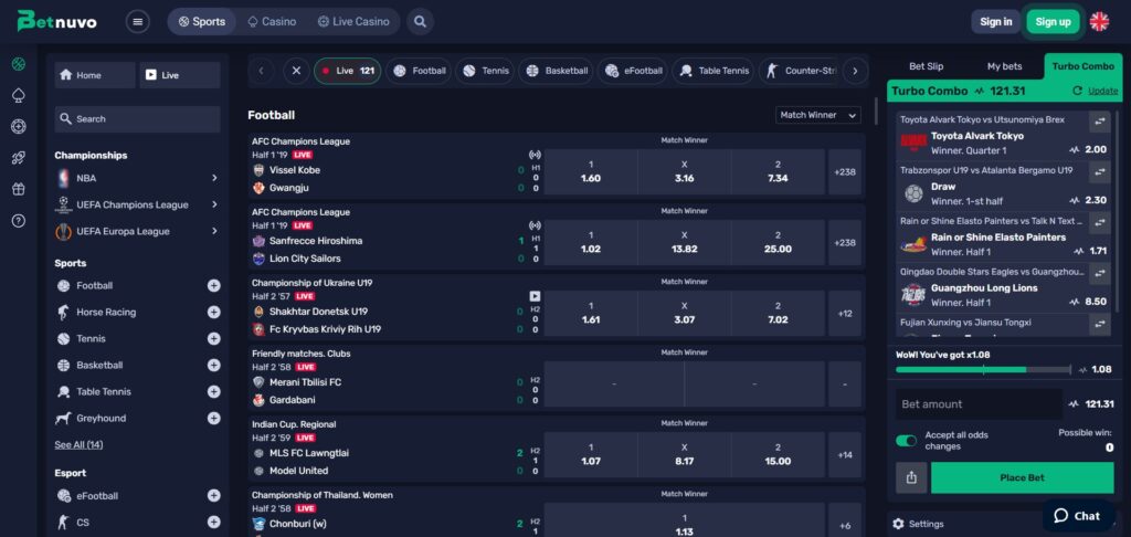 Explore Betnuvo Casino live sports betting