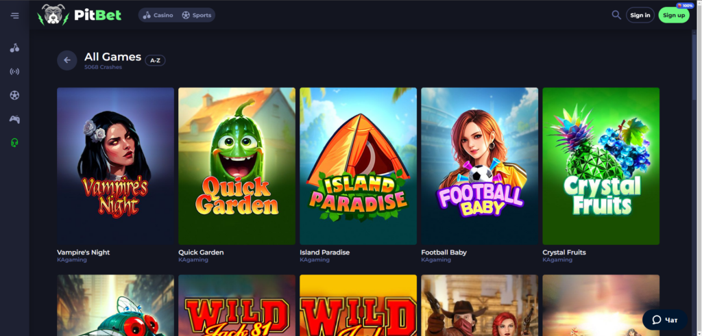 Explore Pitbet Casino game page