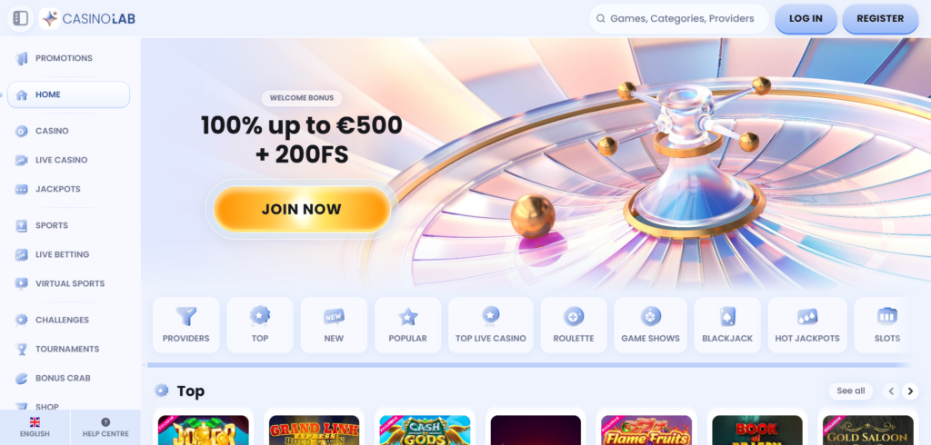 Explore Casinolab homepage