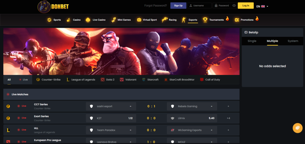 Explore Donbet Casino eSport page