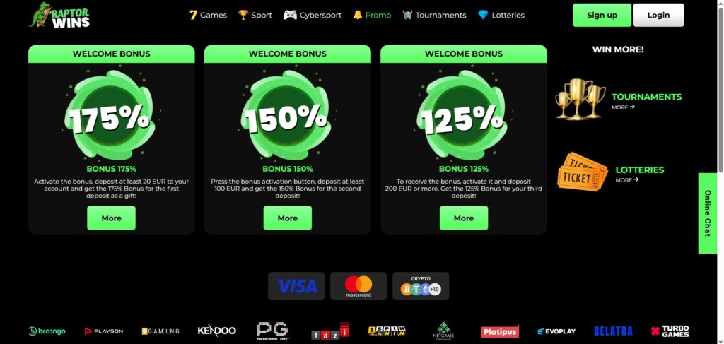 Raptor Wins Promotions Page