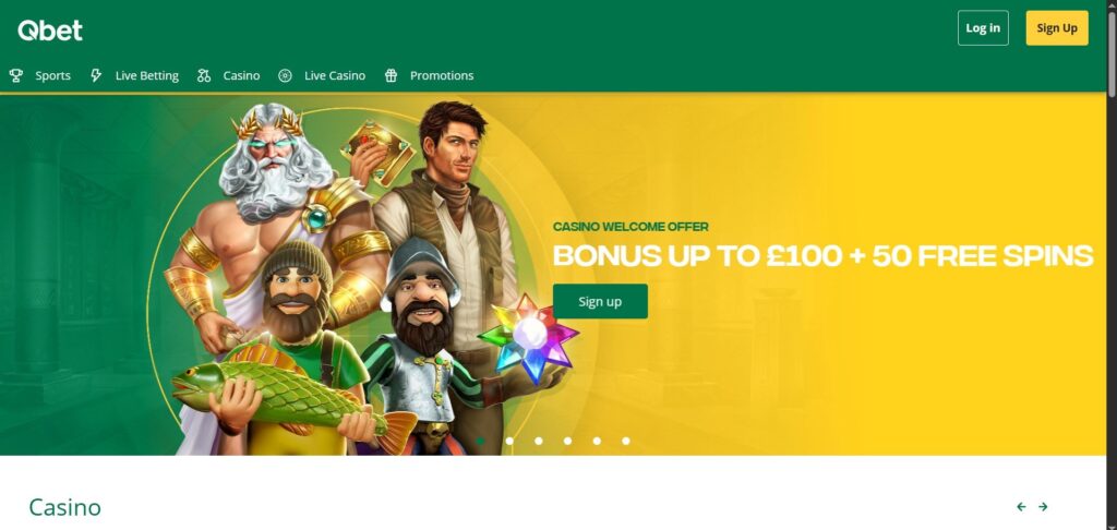 Discover Qbet Casino homepage