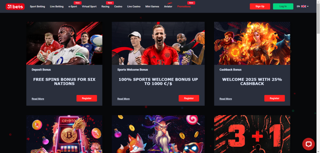 Discover 31 Bets Casino promotions page