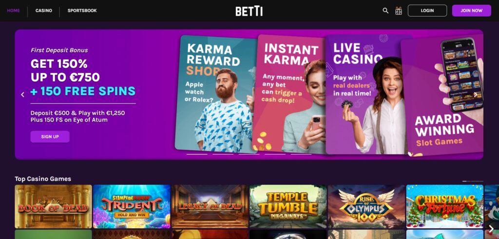 Betti Casino Home Page