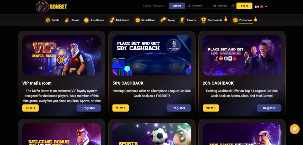 Explore Donbet Casino promotions page