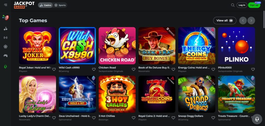 Discover JackpotRaider Casino games page