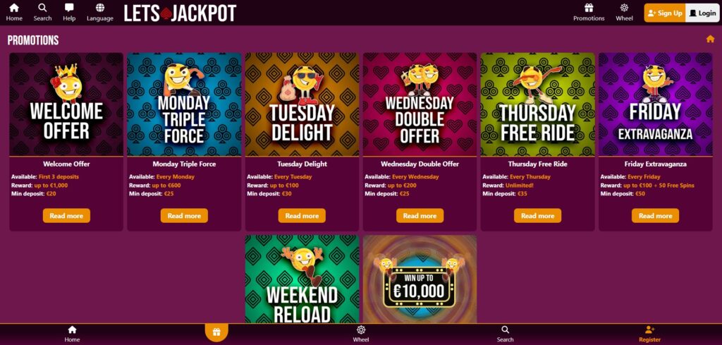 Lets Jackpot Promotions Page