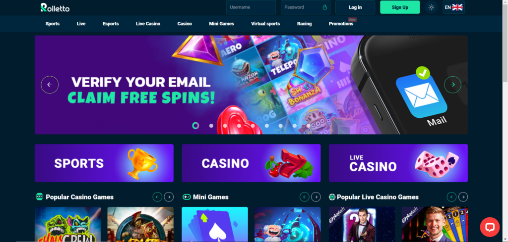 Learn Rolletto Casino homepage