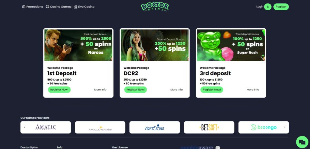 Doctor Spins Casino Promotions Page