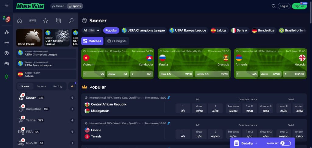 NineWin Sports Page