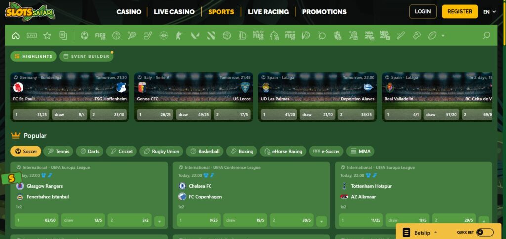 Slots Safari Sports Page