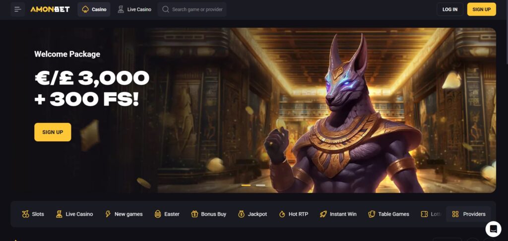 Explore Amonbet Casino home page