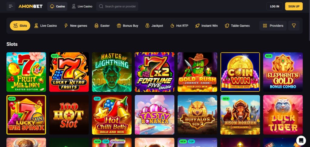Explore slots games at Amonbet Casino