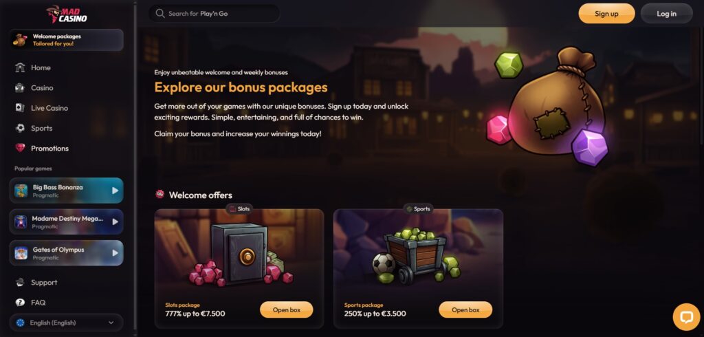Explore Mad Casino promotions page