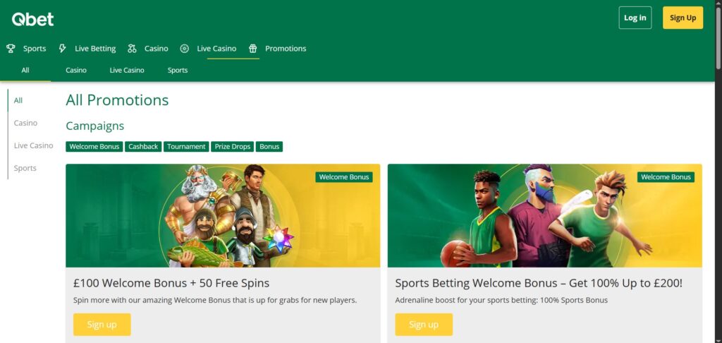 Promotions at Qbet Casino