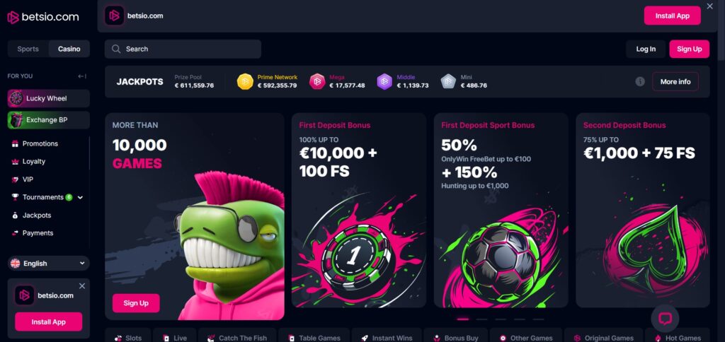 Explore Bets.io Casino homepage