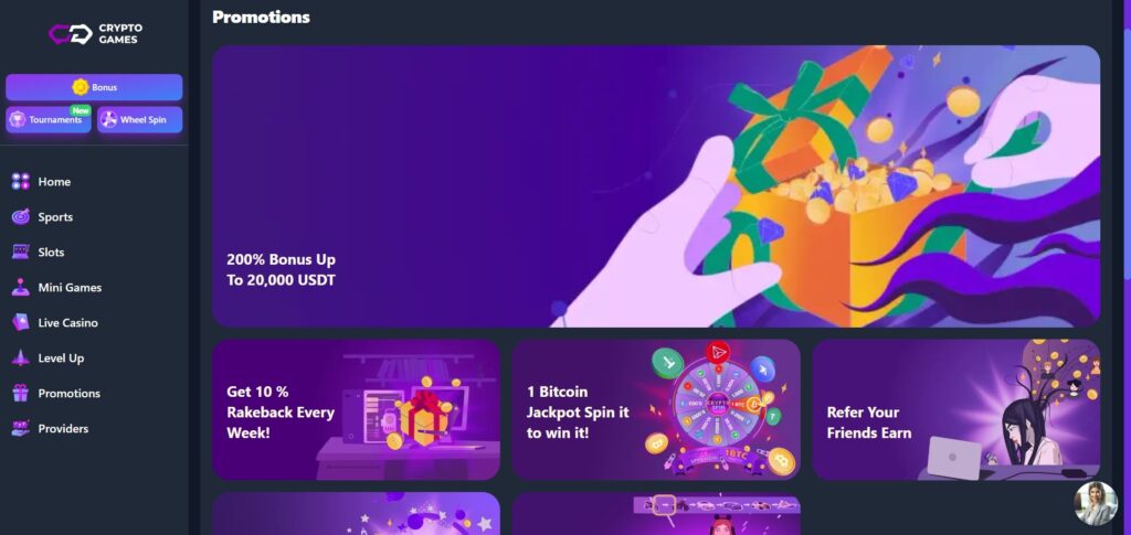 Check out the Crypto-Games Casino promotions page