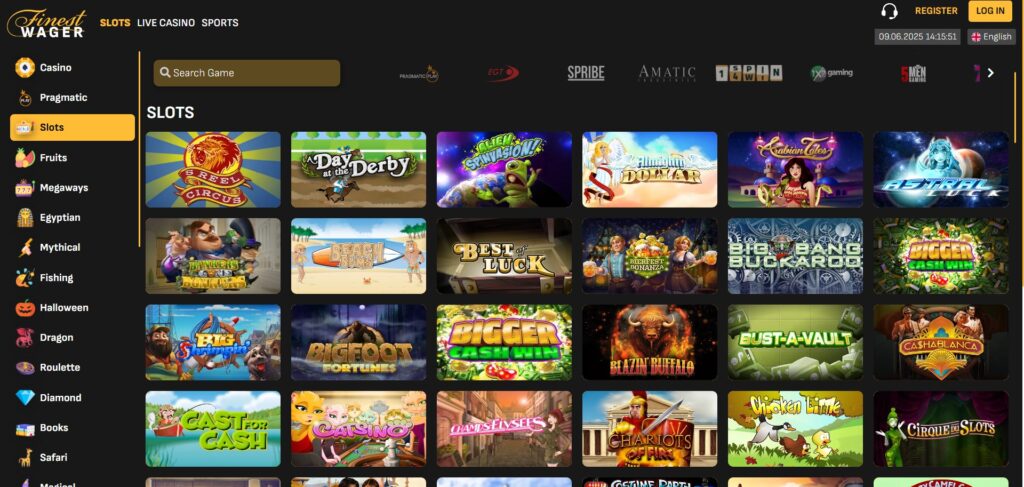 Discover Finestwager Casino slots page