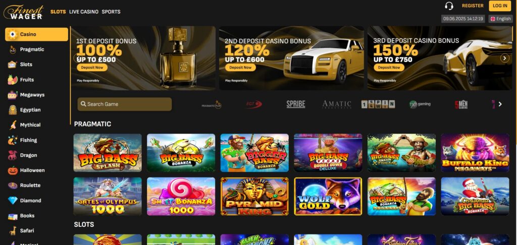 Discover Finestwager Casino homepage
