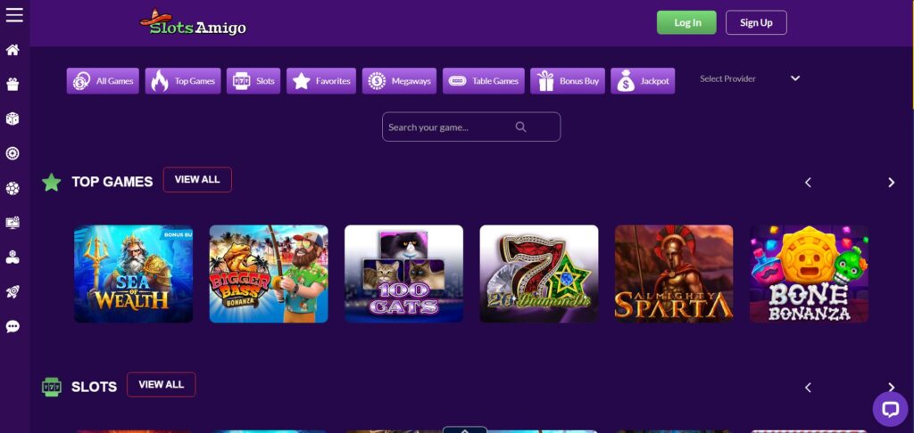 Explore SlotsAmigo Casino games page